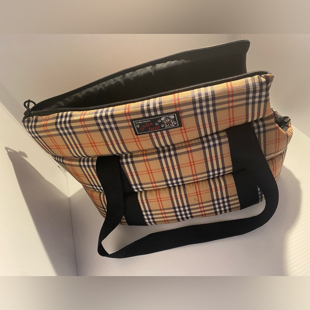 Burberry Plaid Daba Doo Dog Carrier with Black Straps for up to 10 lb dog